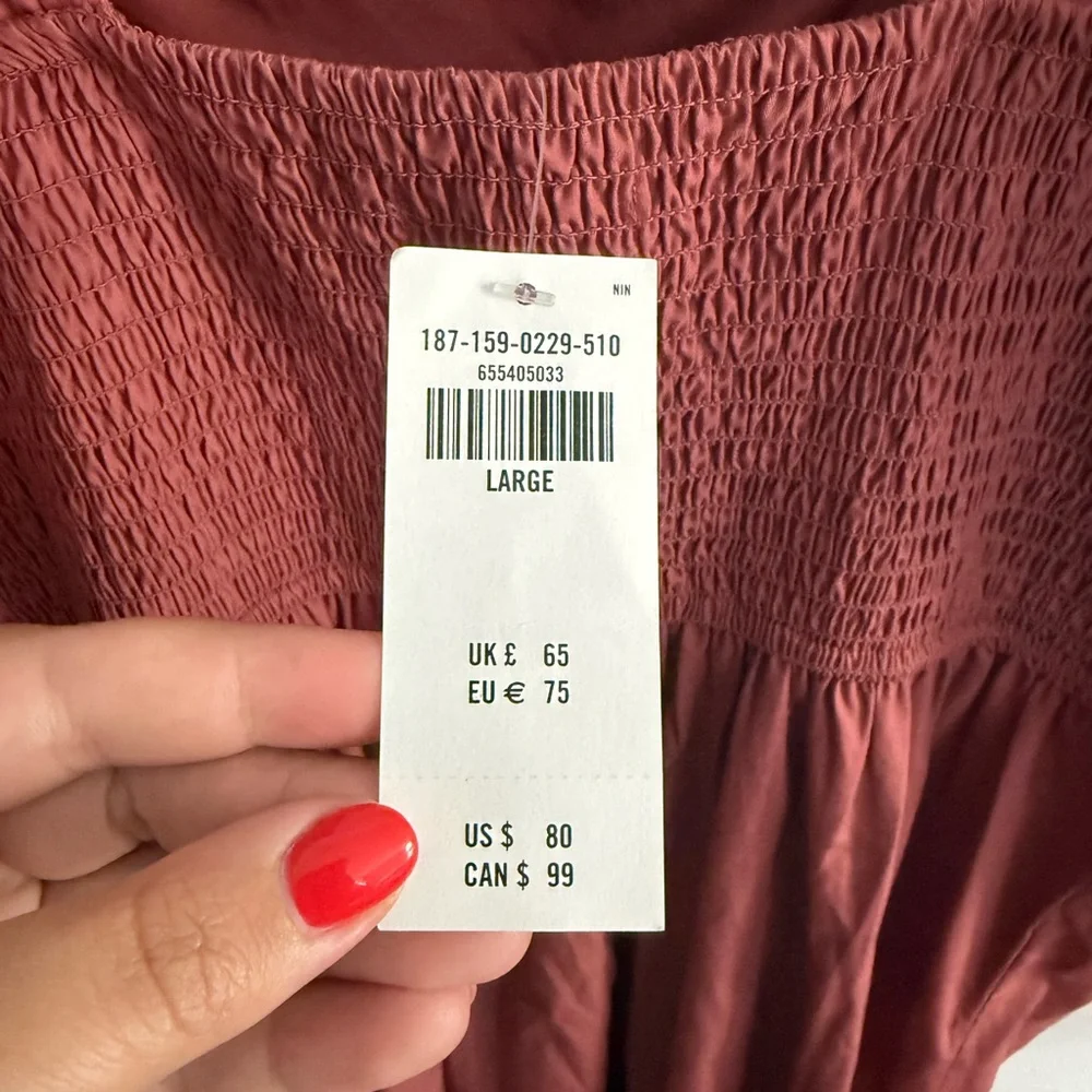 ABERCROMBIE NWT Rust Red Puff-Sleeve Tiered Maxi Dress